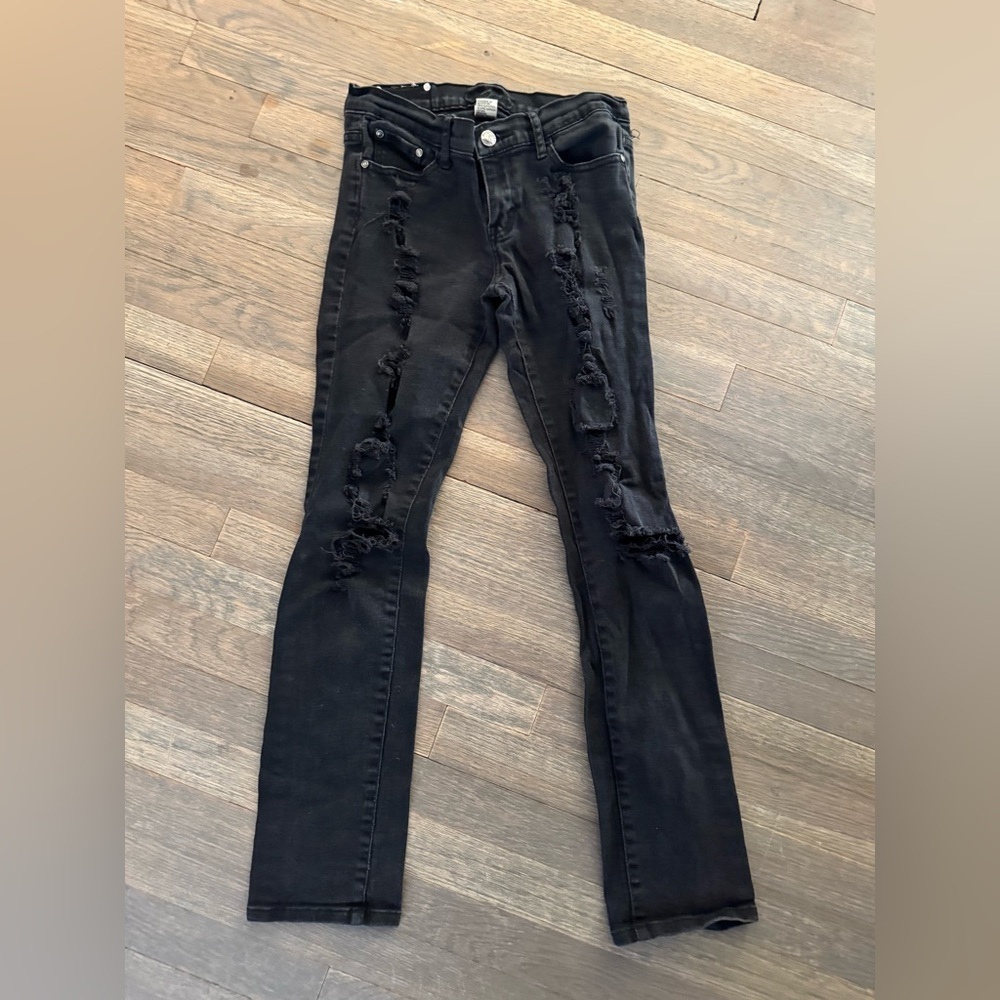 Red Rivet Black Distressed Jeans size 5